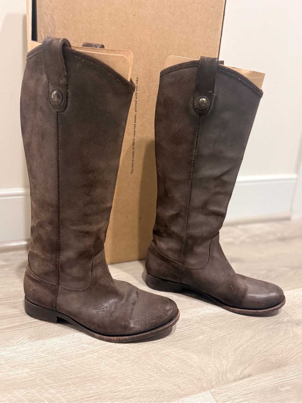FRYE AND CO. Tall Suede Over-the-Knee Boots in Dark Brown